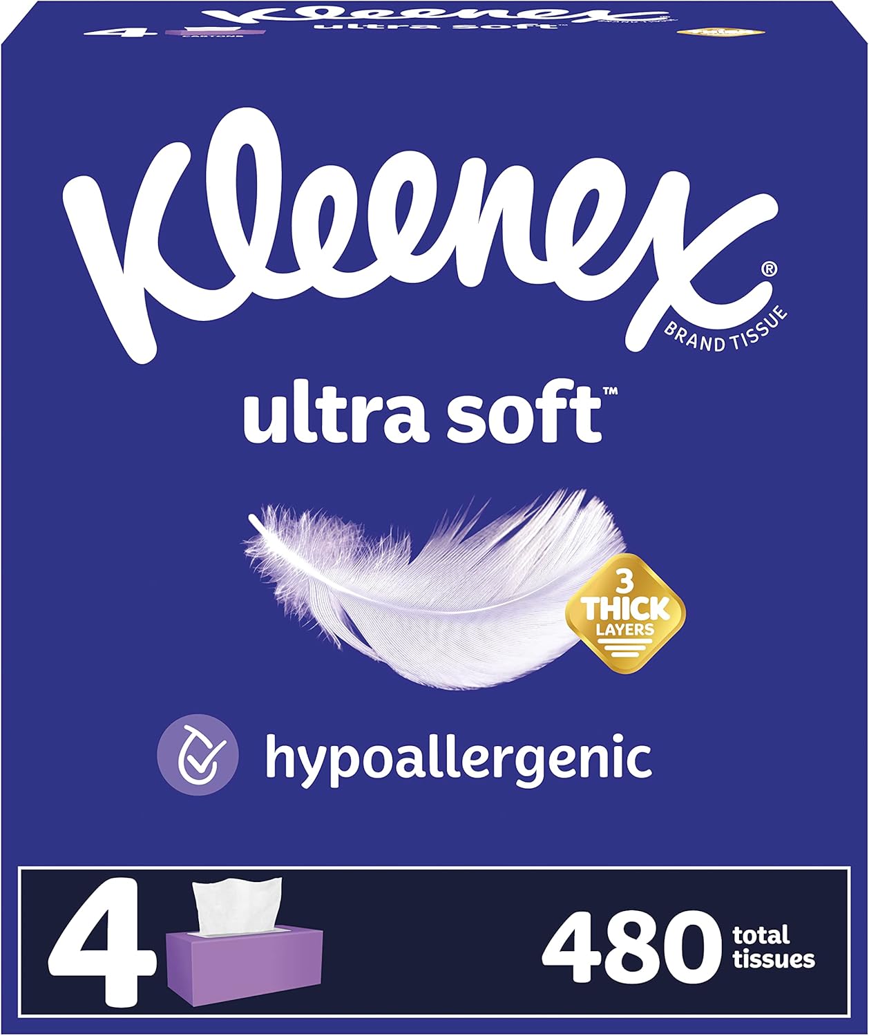 Kleenex Ultra Soft Facial Tissues, 3-Ply