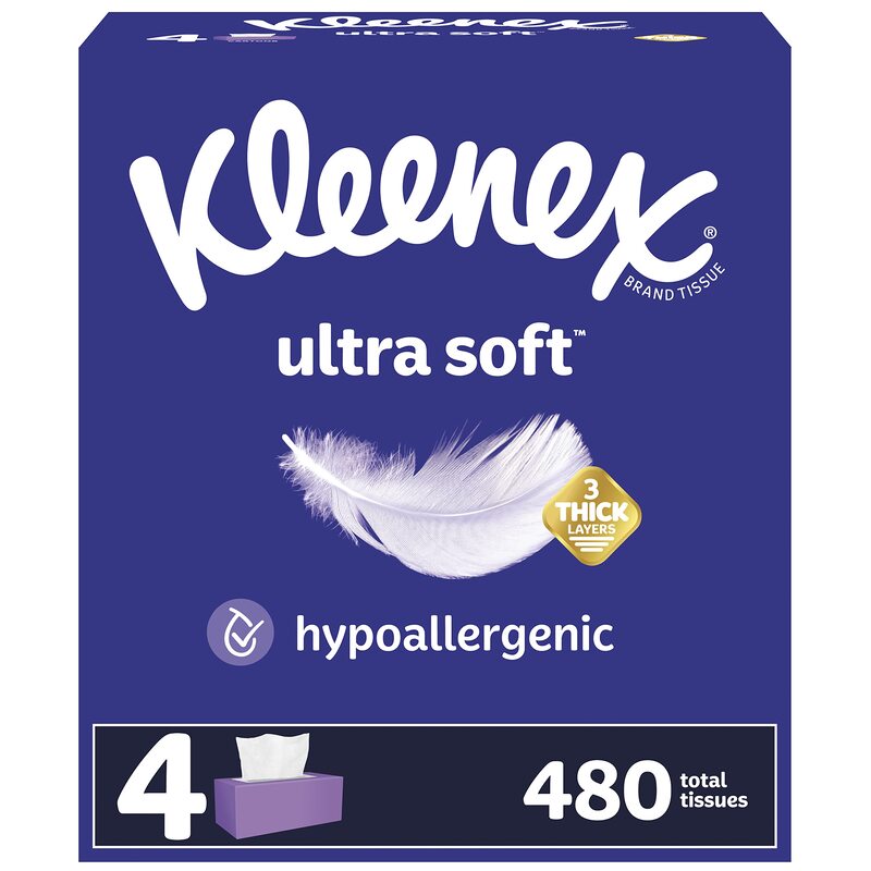 Kleenex Ultra Soft Facial Tissues, 3-Ply