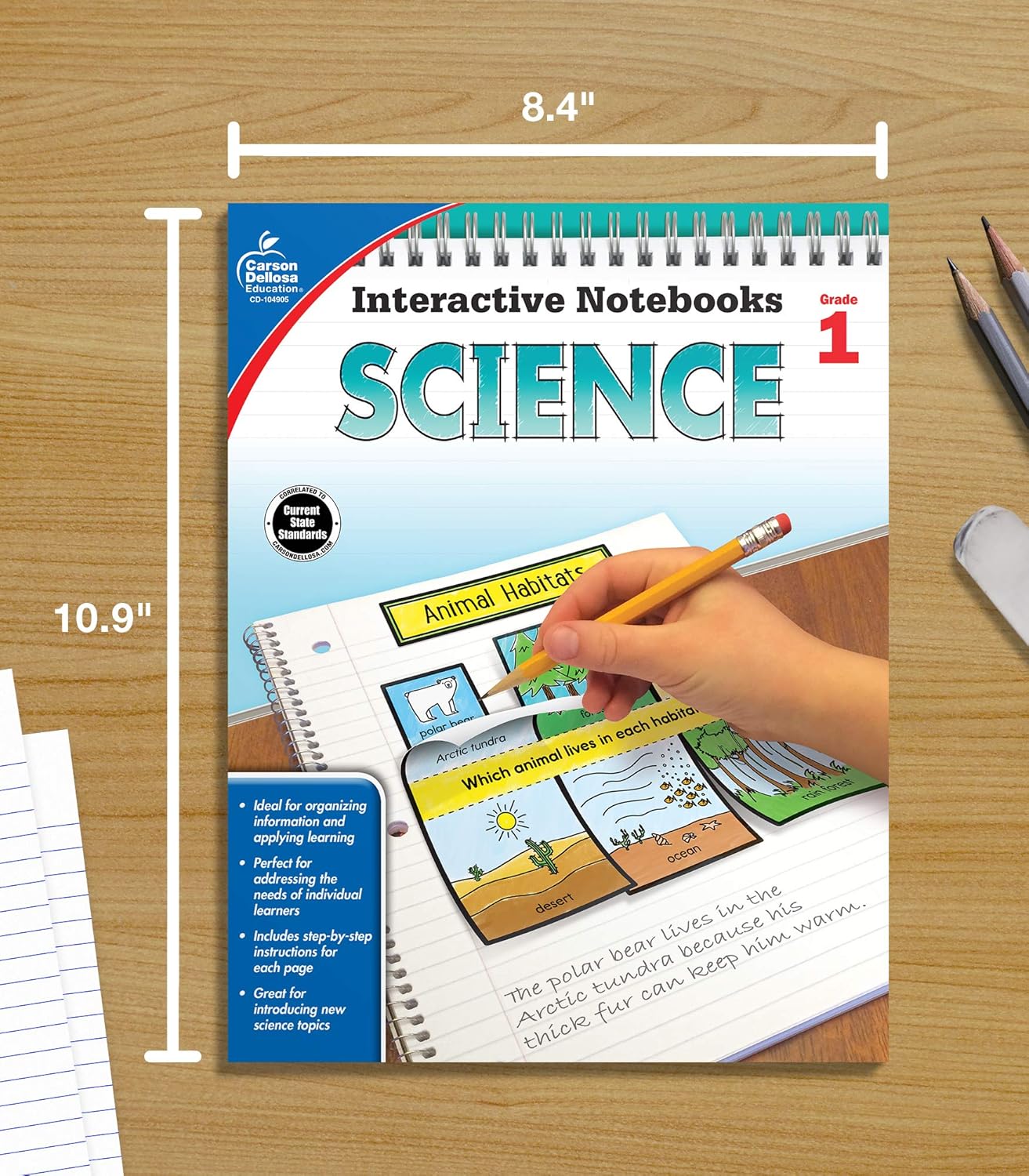 Carson Dellosa 1st Grade Interactive Notebooks, Reproducible Workbook Covering Physical, Space, and Earth Science