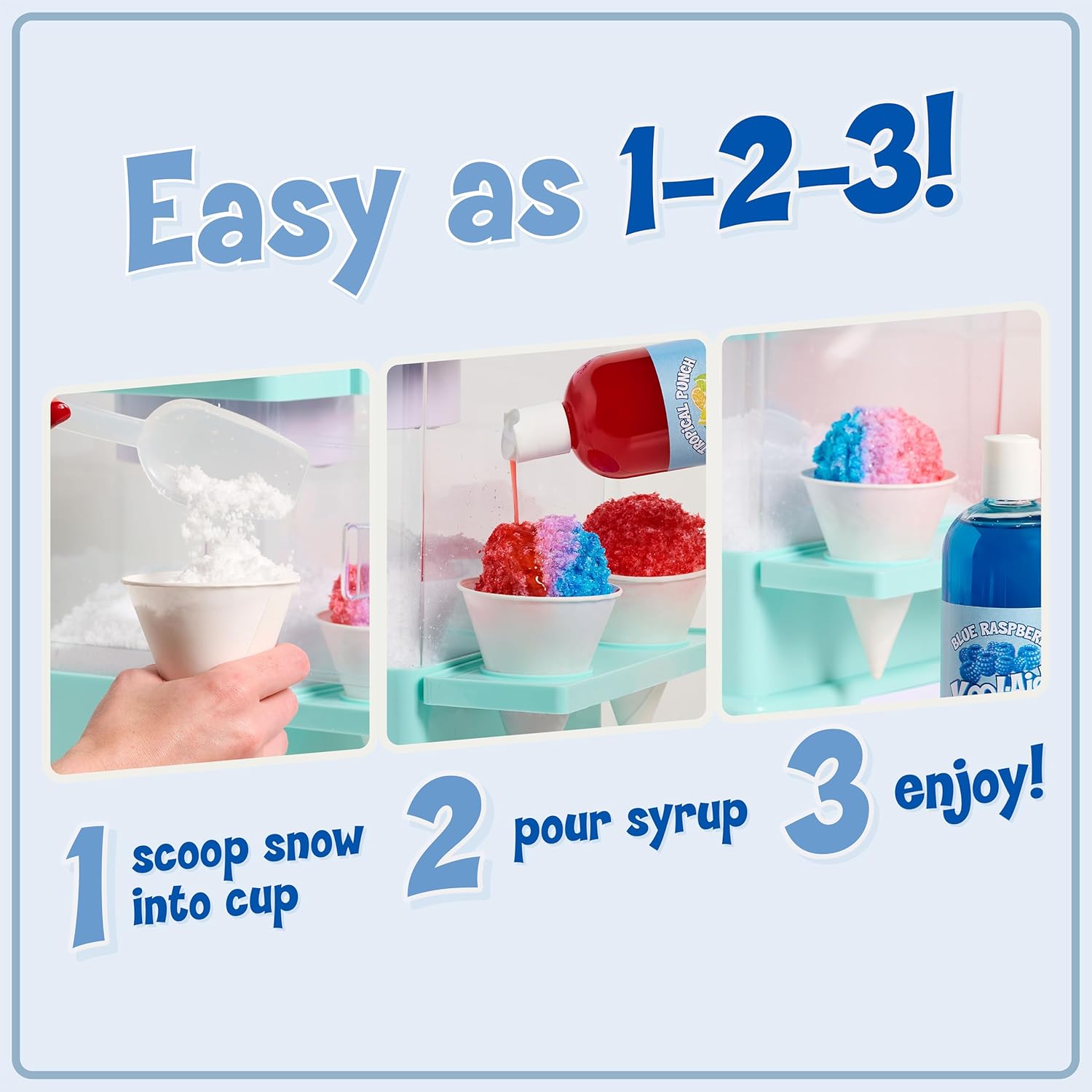 NOSTALGIA Snow Cone Syrup Party Kit with Cups and Spoon-Straws