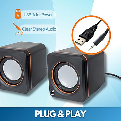 Manhattan USB Powered Stereo Speaker System - Small Size - 161435