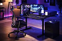 RESPAWN 1048 Gaming Desk - 48in Computer Desk With Mouse Pad, PC Workstation With Cable Management, Home Office Gaming Table - Black 48 in