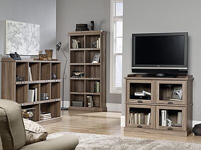 Sauder Barrister Lane Cubby Bookcase, Stylish Organization Furniture, cubby bookcase, Cube Storage Salt Oak