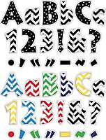 Barker Creek Letter Pop-Out Set of 3, 4" Chevron, Mixed-Design, 255 Upper and Lowercase Letters, Numbers, and Punctuation Marks in Each of 3 Designs, 765 Characters Total (4303)