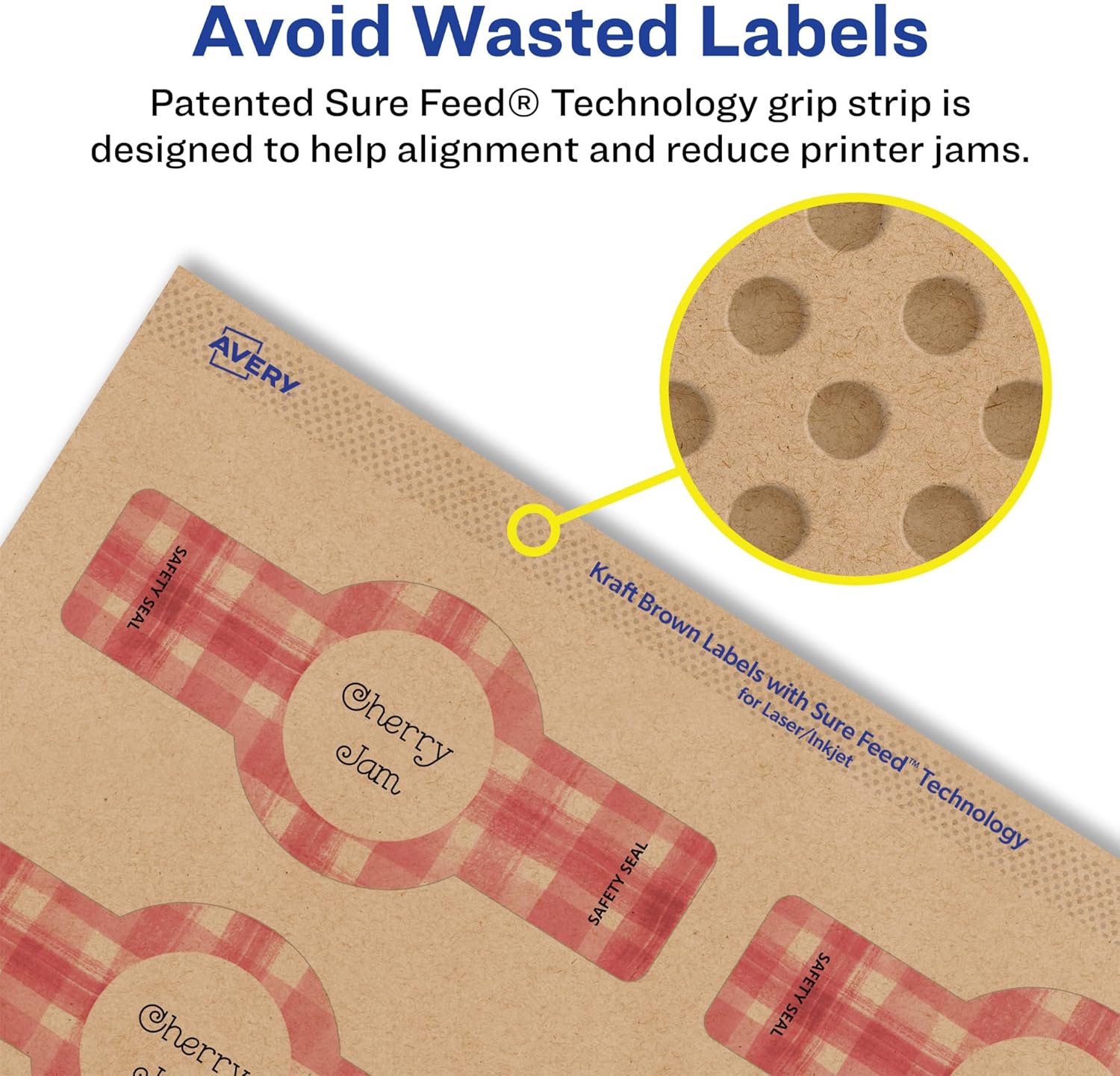 Avery Kraft Brown Wraparound Band Labels, Sure Feed Technology, 1.5" x 3.5", Cigar Band Labels, 150 Total, Print-to-The-Edge