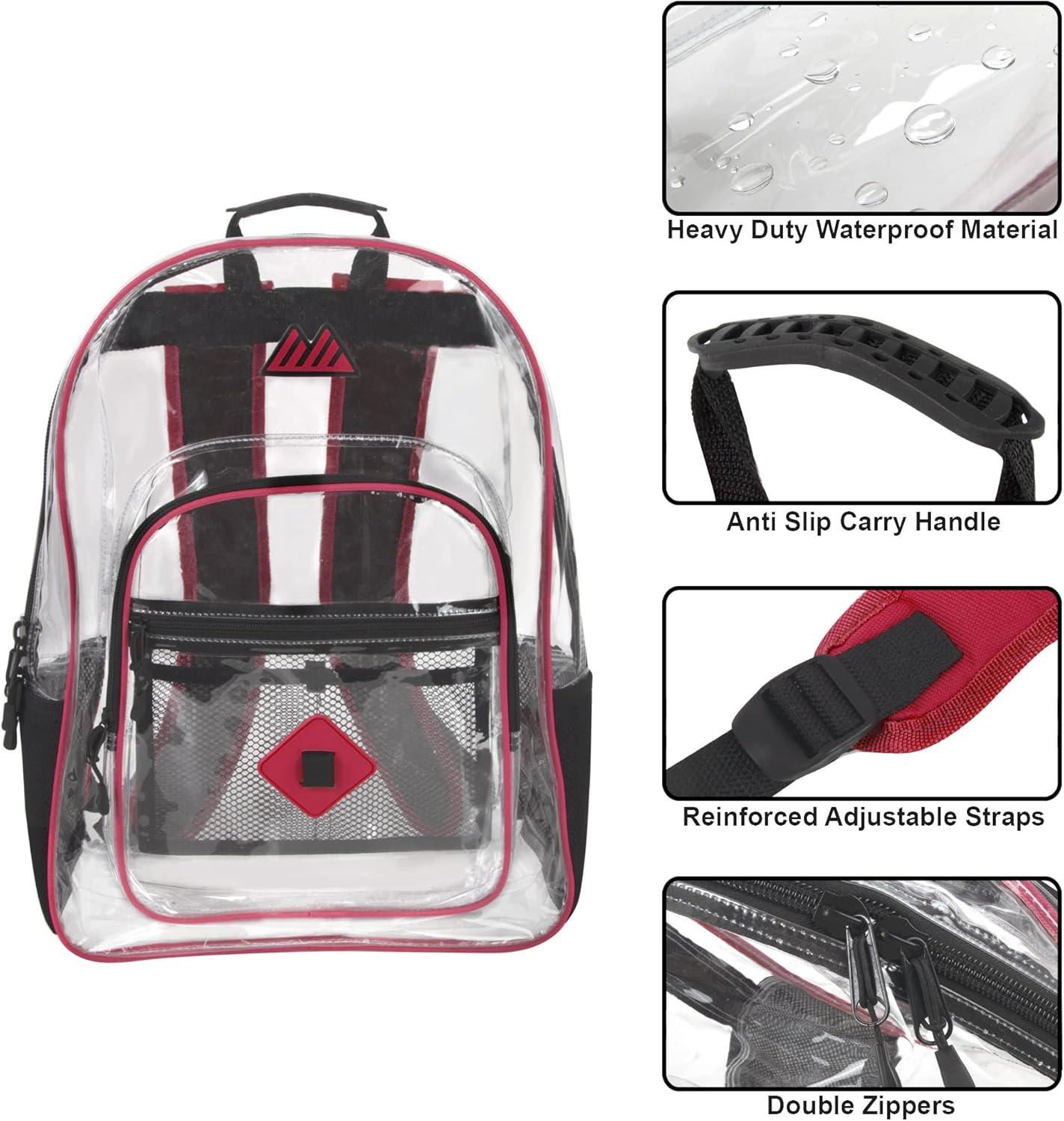 Trailmaker Clear Waterproof Stadium-Approved Backpack with Water Bottle Holder