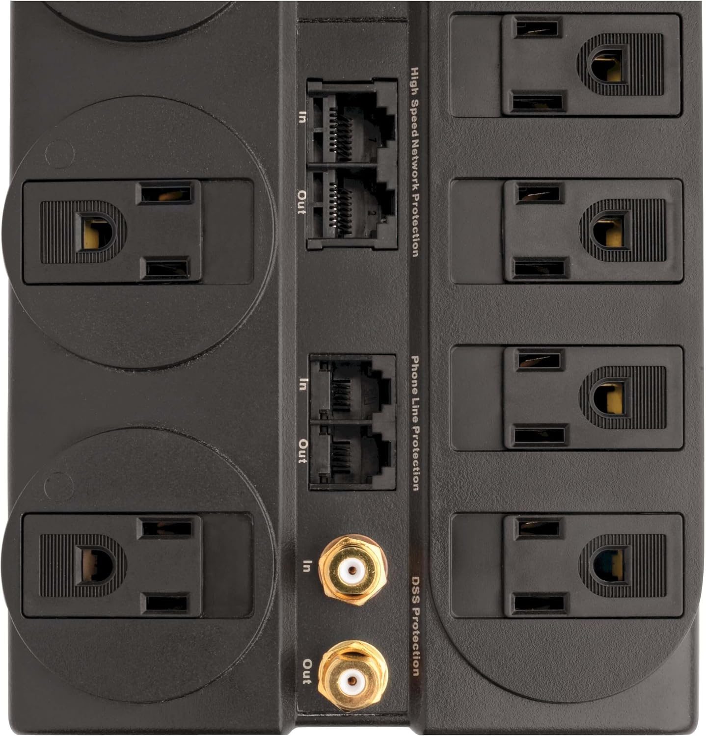 Tripp Lite 8 Outlet Surge Protector Power Strip, 10ft Cord, Right-Angle Plug, Tel/Modem/Coax/Ethernet Protection, RJ11, RJ45