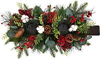 Nearly Natural 24in. Holiday Berries, Pinecones and Eucalyptus Christmas Artificial Arrangement Cutting Board Wall Décor or Table Arrangement