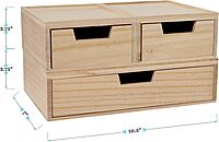 MARTHA STEWART Weston Stackable Wooden Storage Boxes with Pullout Drawers, Paulownia Wood Organizers