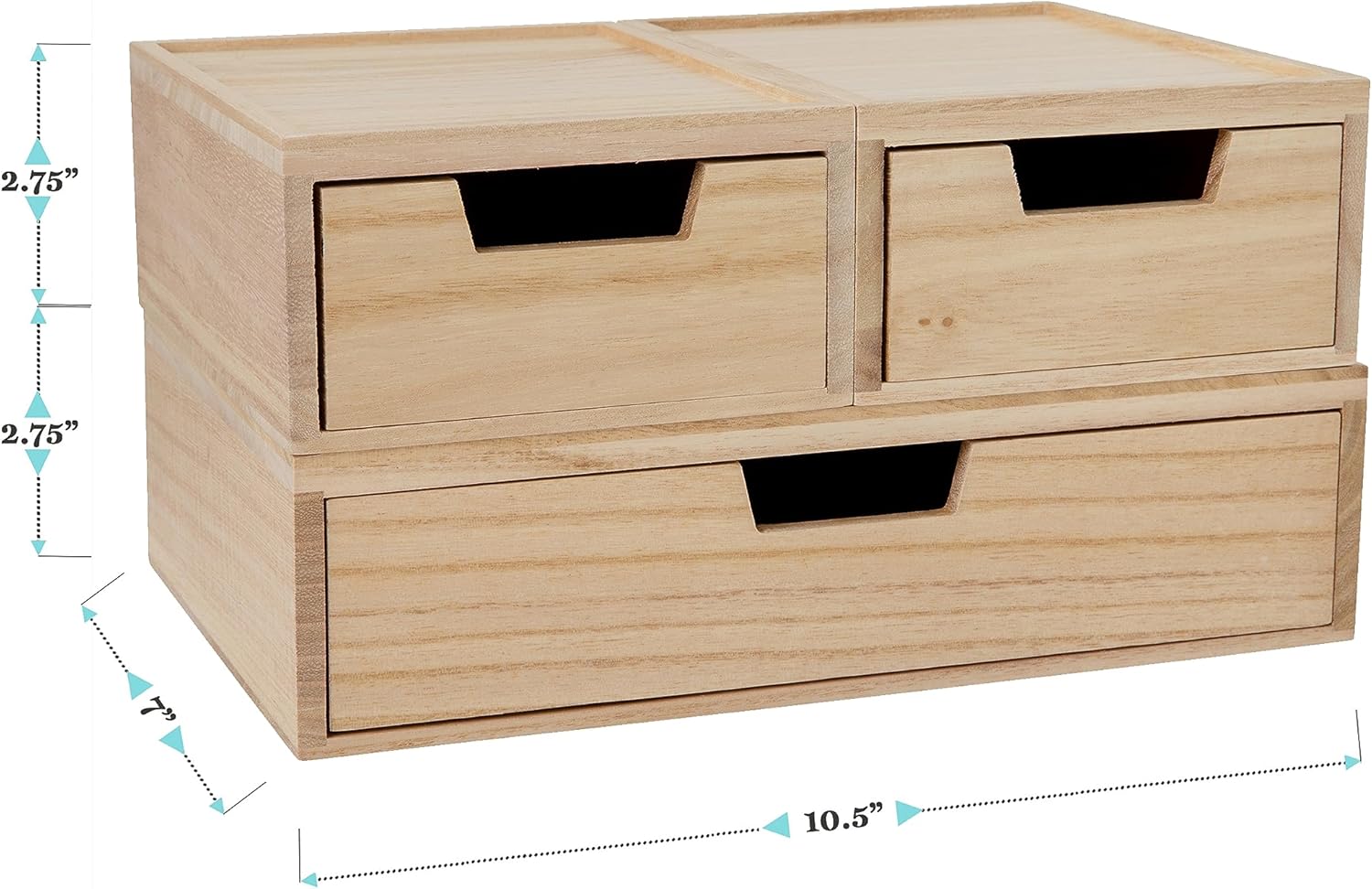MARTHA STEWART Weston Stackable Wooden Storage Boxes with Pullout Drawers, Paulownia Wood Organizers
