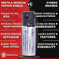 SMITH & WESSON Pepper Shield Flip-Top Police Strength Self-Defense Keychain Spray with Leather Holster