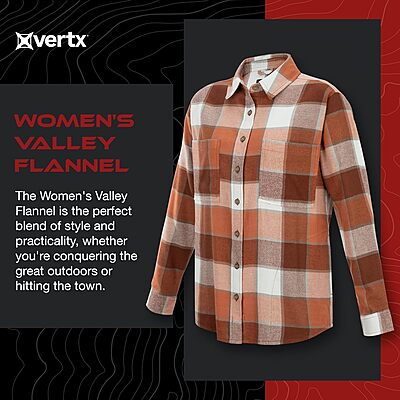 VERTX Women's Valley Flannel Plaid Shirt, Cotton Blend