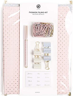 U Brands Delicate Details Filing Kit, Pastel/Gold, Set Of 145 Pieces