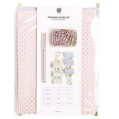 U Brands Delicate Details Filing Kit, Pastel/Gold, Set Of 145 Pieces