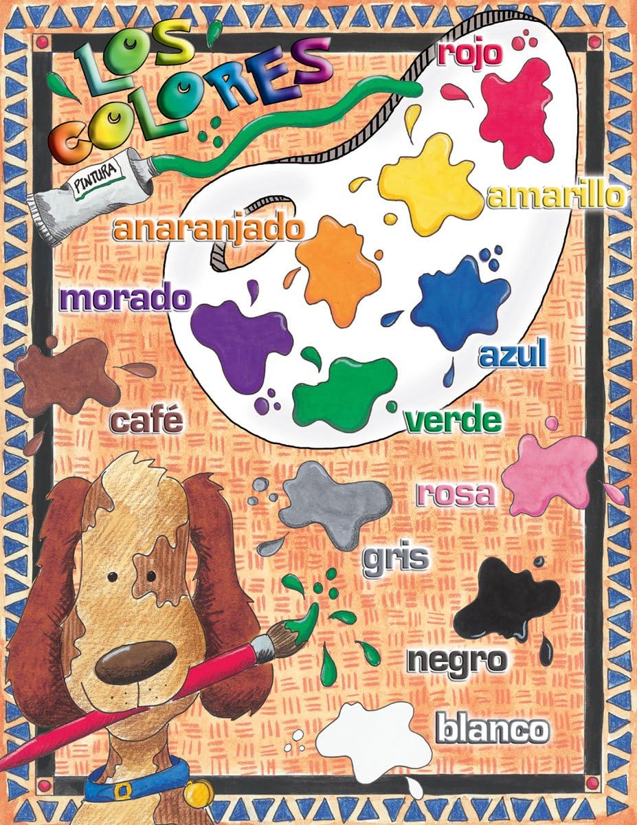 Barker Creek Chart Set, Spanish, 5 Charts Included in Set: Los Números, Los Colores, Las Formas, Feliz Cumpleaños and Bravo