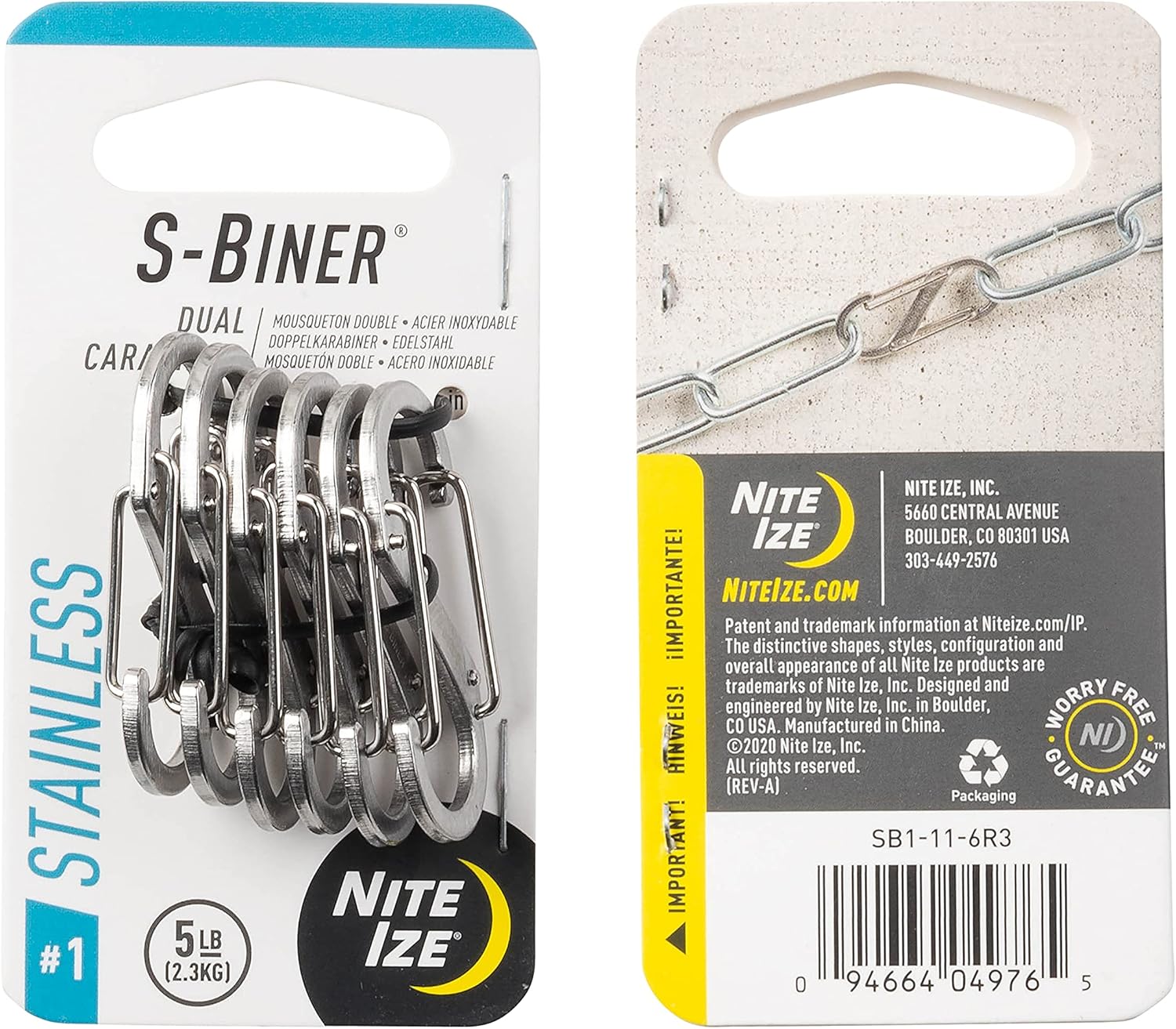 S-Biner Stainless Steel Dual Carabiner #1 - 6 Pack - Stainless