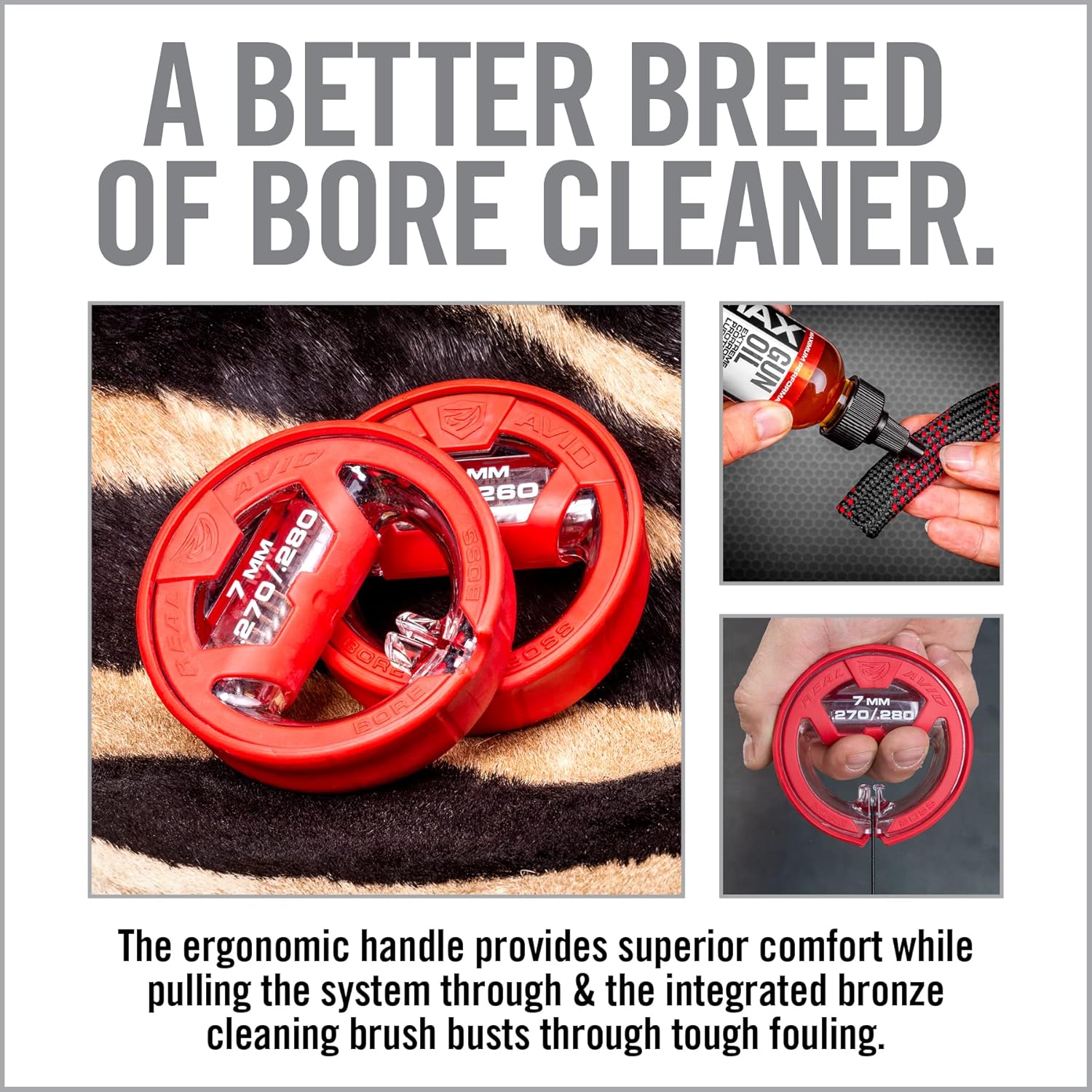 Real Avid Bore Boss Gun Cleaning System - Rapid Pull Through Barrel & Bore Cleaning Cable with Integrated Brush & Mop