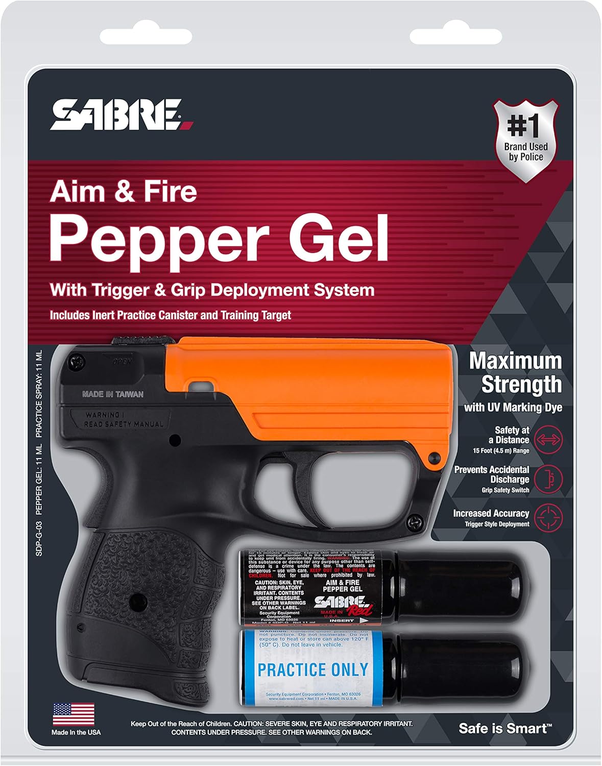 SABRE Aim and Fire Pepper Gel with Trigger and Grip Deployment System