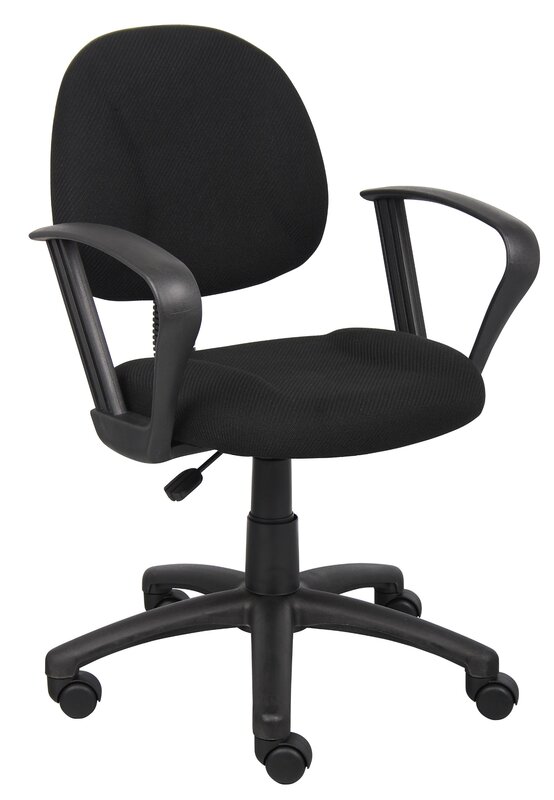 Boss Office Products Perfect Posture Delux Fabric Task Chair with Loop Arms in Black
