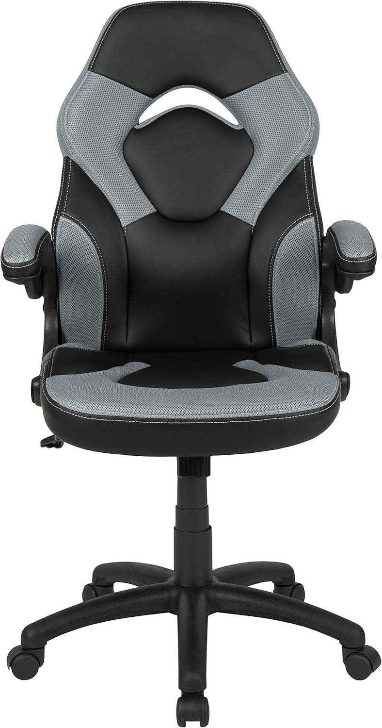 Flash Furniture X10 High-Back LeatherSoft Racing Style Gaming Chair with Flip-Up Arms