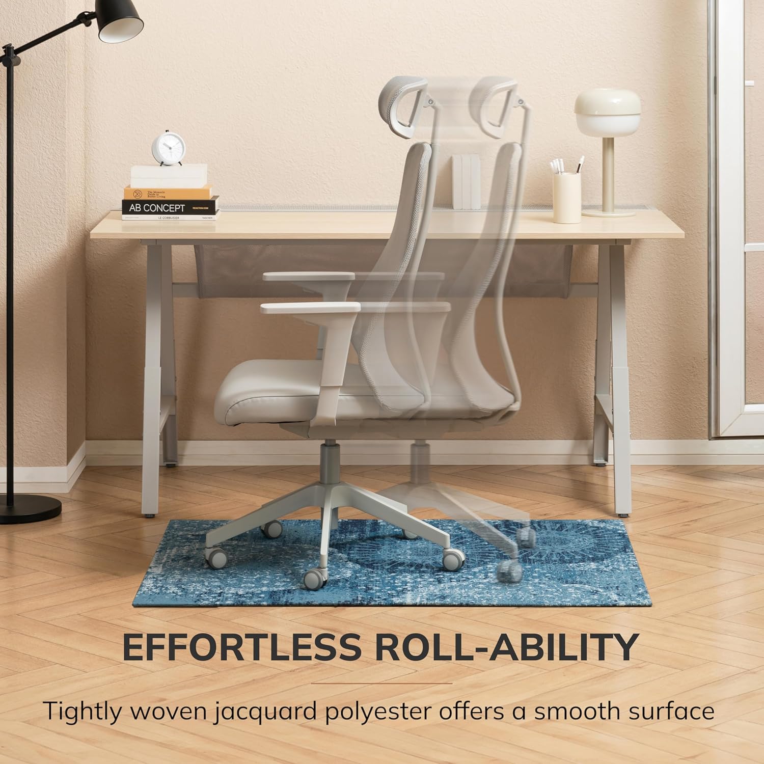 Anji Mountain Rug'd Office Chair Mat for Carpet & Hardwood Floor - Jacquard Woven Top, Anti-Slip Backing, Low Pile