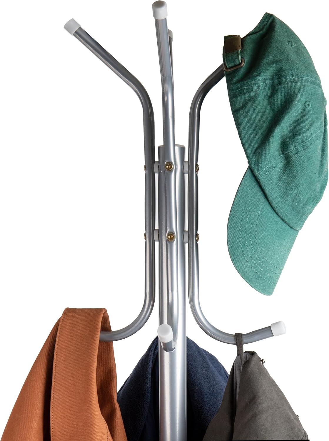 Mind Reader Coat Rack Multi-Hook Organizer for Office or Entryway, 69inH x 16-1/2inW x 14-3/4inL, Silver