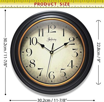 INFINITY INSTRUMENTS 12 inch Round Silent Sweep Wall Clock