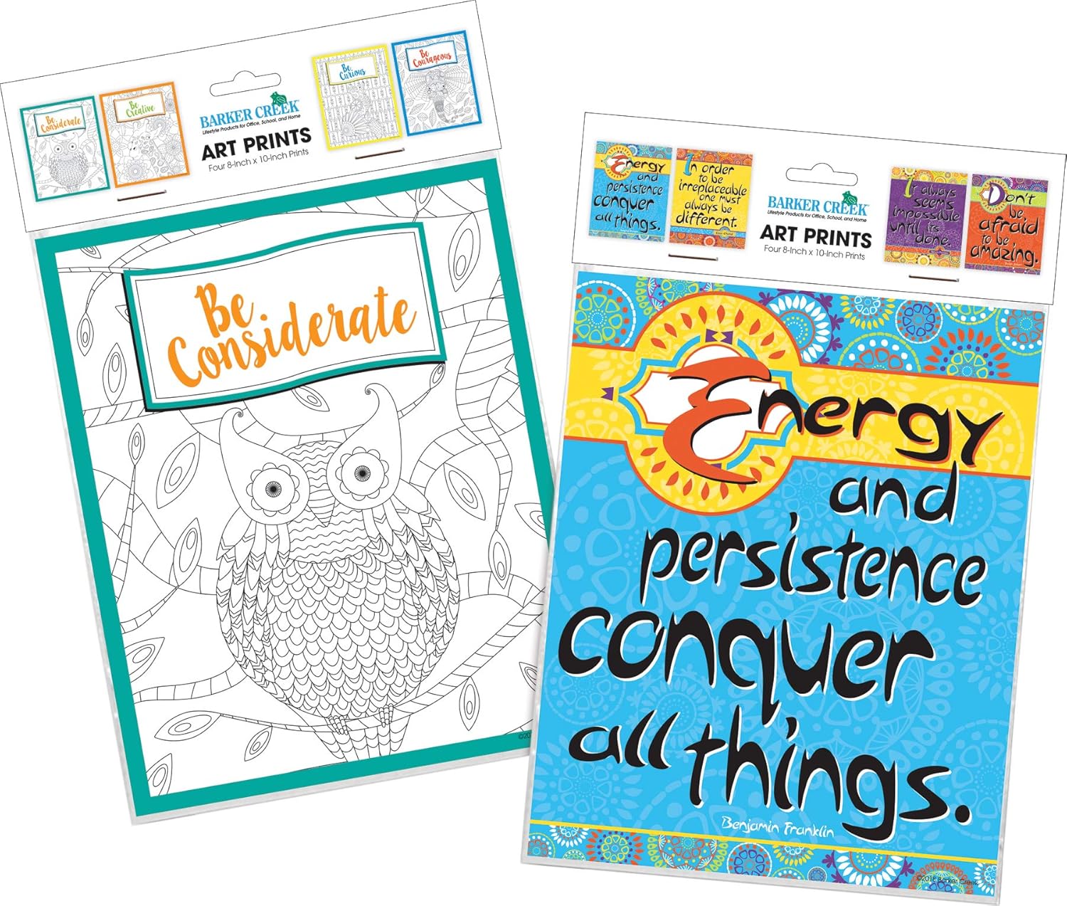 Barker Creek Art Prints Set of 8, Be Courageous, Inspirational Art Prints with a Self Empowering Theme, 8" x 10"