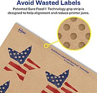 Avery Kraft Brown Star Labels, Sure Feed Technology, 2-1/4" x 2-3/8", Print-to-The-Edge, Laser/Inkjet Printable