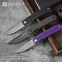 SENCUT Scitus Pocket Folding Knife for EDC, Design by Ostap Hel, Liner Lock Knife with Deep Carry Clip