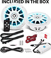 BOSS Audio Systems MRGB65 6.5 Inch Marine Boat Stereo Speakers - Coaxial, 2 Way, Full Range, Multi-Color Illumination