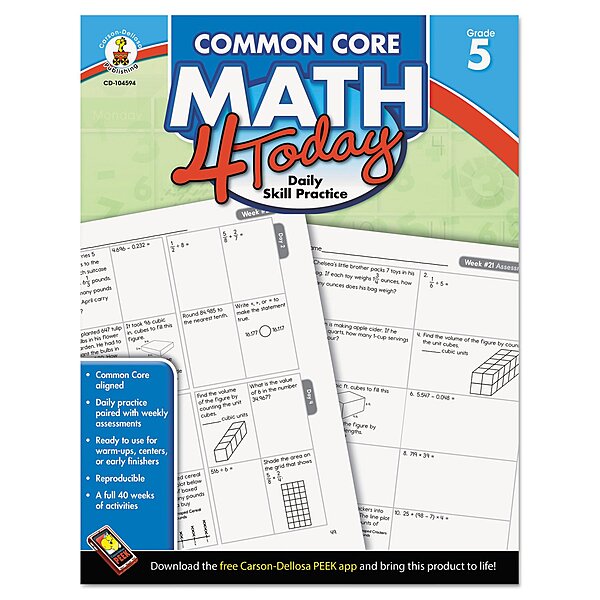 Carson-Dellosa Common Core Math 4 Today Workbook, Grade 5