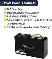 StarTech.com USB 3.0 to HDMI / DVI Adapter - 2048x1152 - External Video & Graphics Card