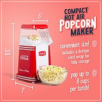 Nostalgia Electrics Coca-Cola Hot-Air Electric Popcorn Maker, 8 Cups, Healthy Oil Free Popcorn with Measuring Scoop