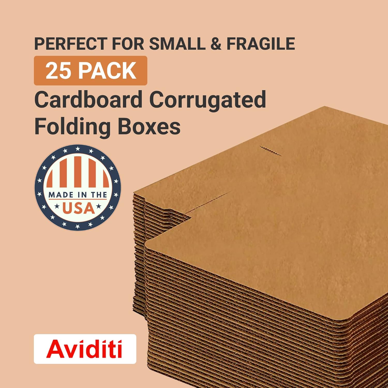 AVIDITI Medium Shipping Boxes 17"L x 11"W x 2.5"H, 25-Pack | Foldable Corrugated Cardboard Crush-Proof Box for Shipping
