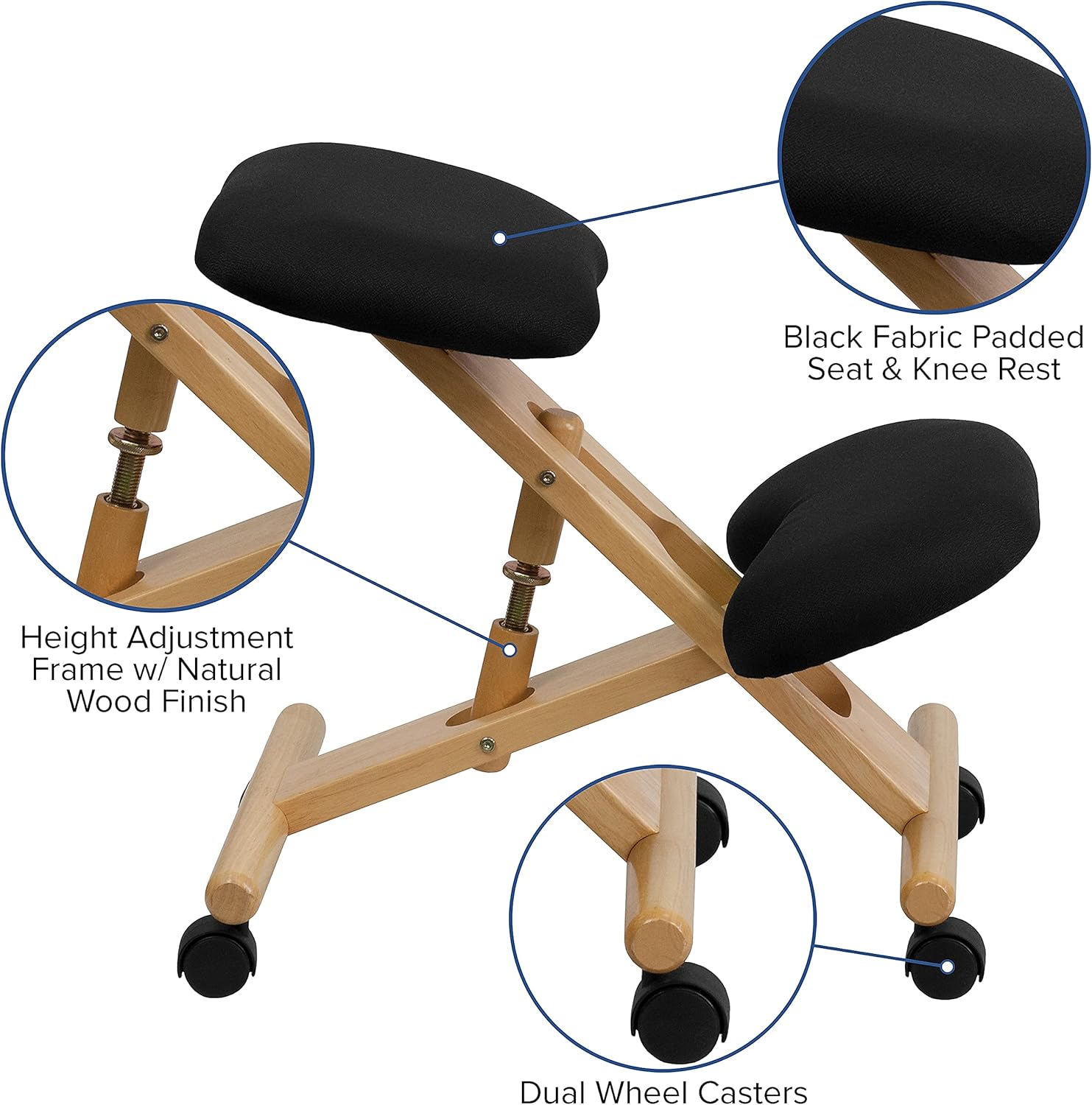 Flash Furniture Posey Mobile Wooden Ergonomic Kneeling Office Chair