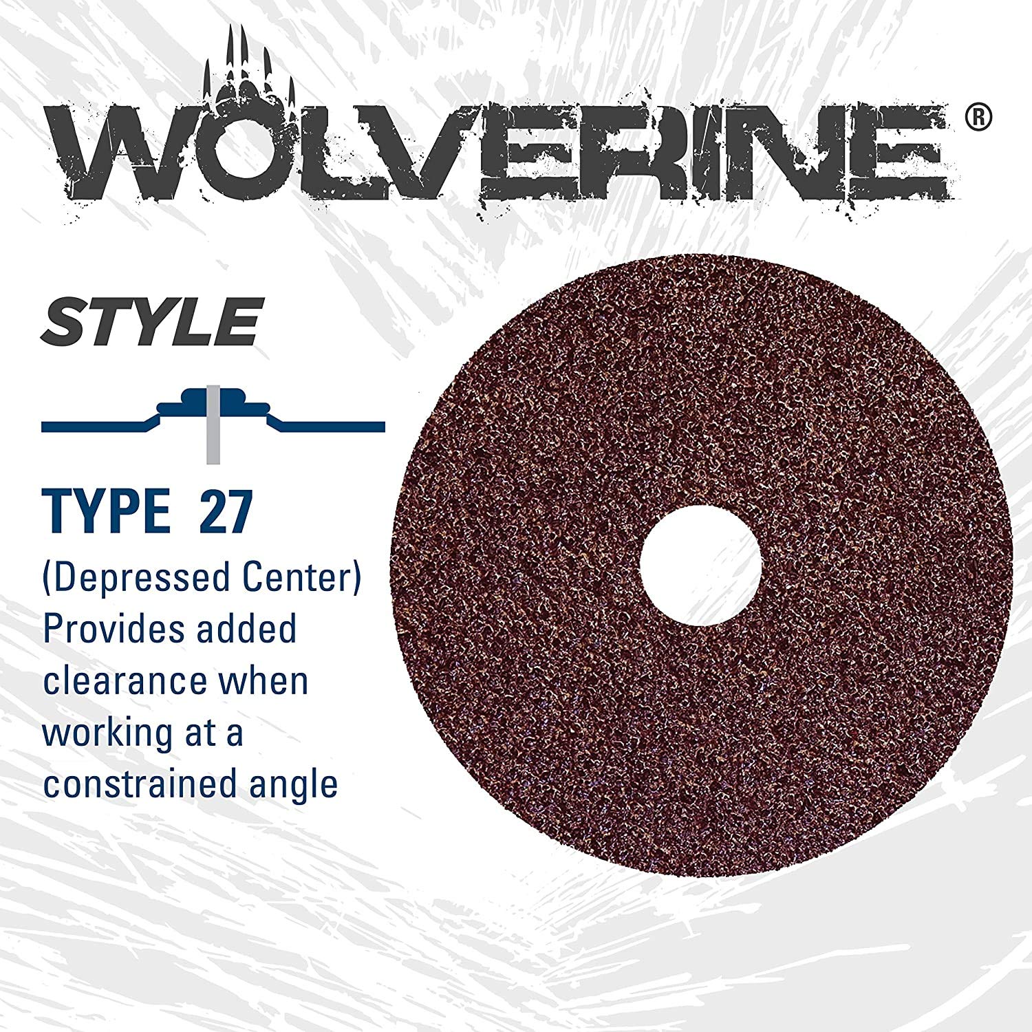 Weiler 59501 Tiger 7/8" Arbor, 5" Diameter, 24 Grit, Aluminum Oxide, Fiber Backing, Resin Fiber Disc