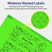 Avery Printable Rectangle Labels, Sure Feed Technology, 2" x 5", Neon Green, Print-to-The-Edge, Laser/Inkjet