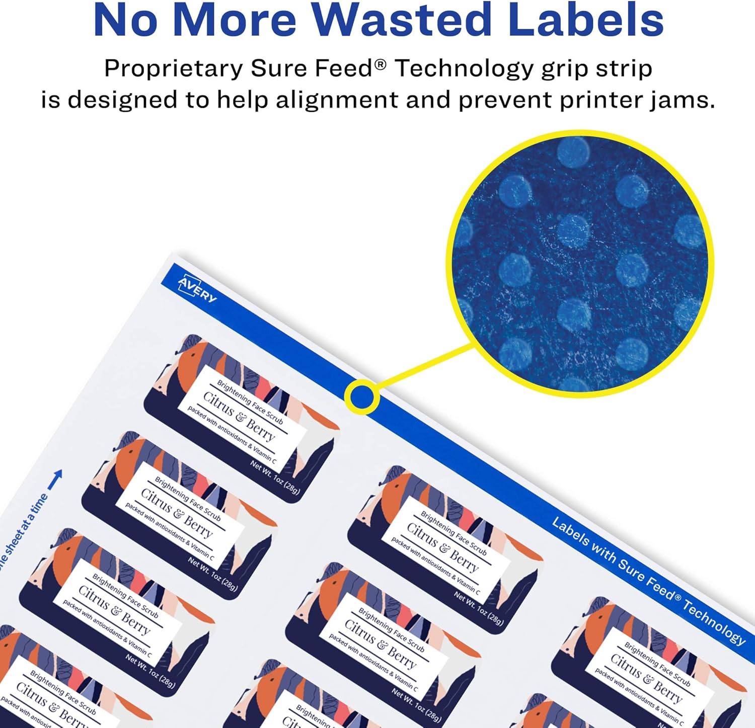 Avery Matte White Rectangle Labels, Sure Feed Technology, 0.75" x 2.25", Permanent Adhesive, Laser/Inkjet Printable