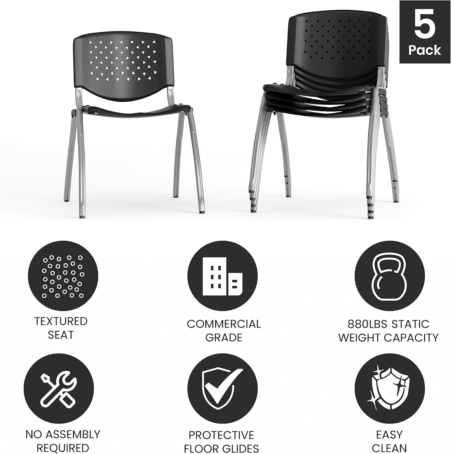 Flash Furniture HERCULES Series 880 lb Capacity Plastic Stack Chair