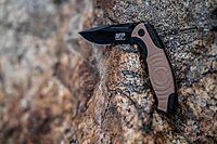 Smith & Wesson M&P SWMP13GLS 8.2in High Carbon S.S. Folding Knife with 3.5in Serrated Clip Point Blade and Aluminum Handle for Tactical, Survival and EDC