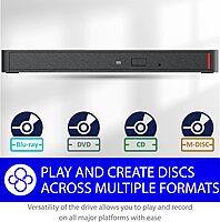 BUFFALO MediaStation 6X Portable Type-C USB 3.2 (Gen 1) Blu-ray Drive/External, Plays and Burns Blu-Rays, DVDs
