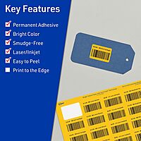 Avery Printable Rectangle Labels, Sure Feed Technology, 1.25" x 1.75", Bright Yellow