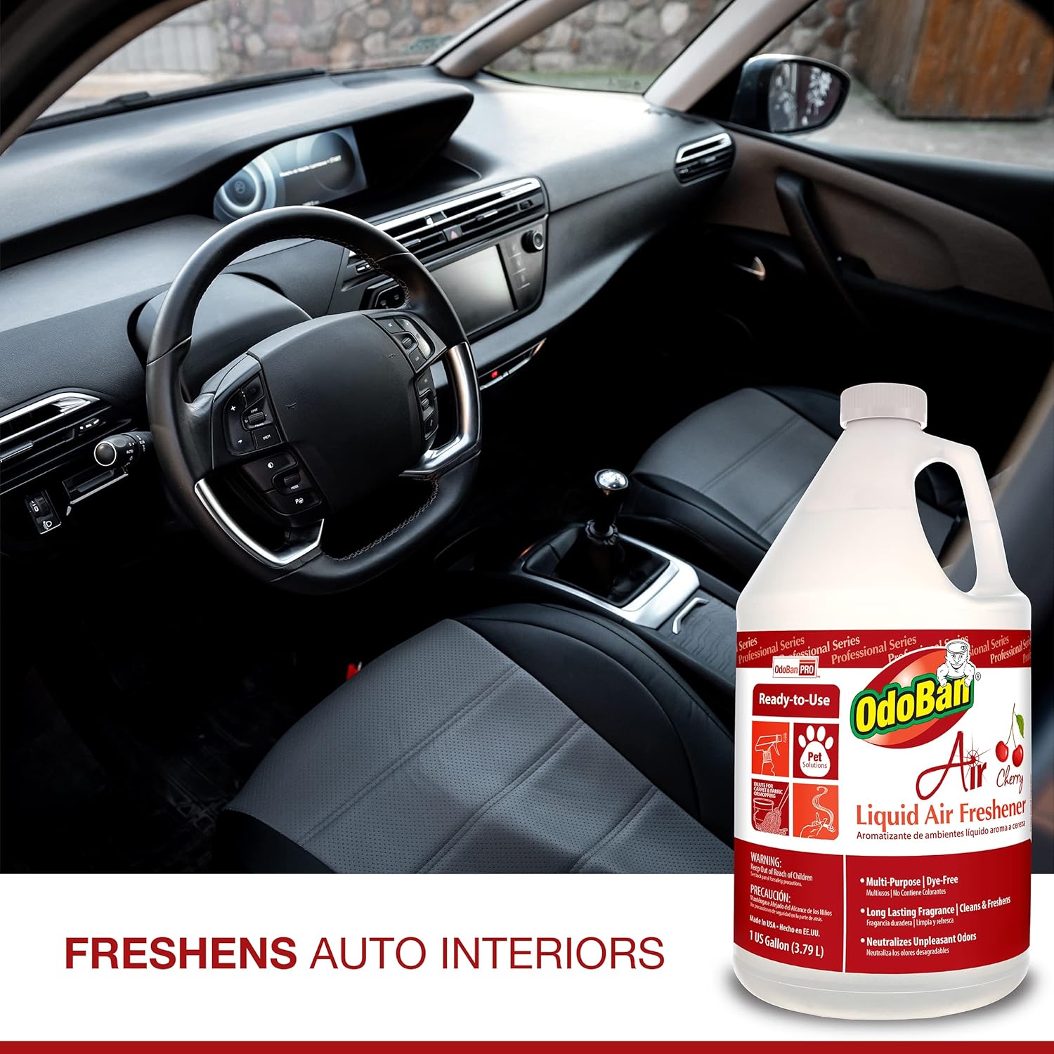 OdoBan Professional Series Ready-to-Use Air Cherry Liquid Air Freshener, Made in the USA, Cherry Scent, 1 Gallon