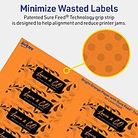 AVERY Printable Rectangle Labels, Sure Feed Technology, 1" x 3", Bright Orange, Print-to-The-Edge