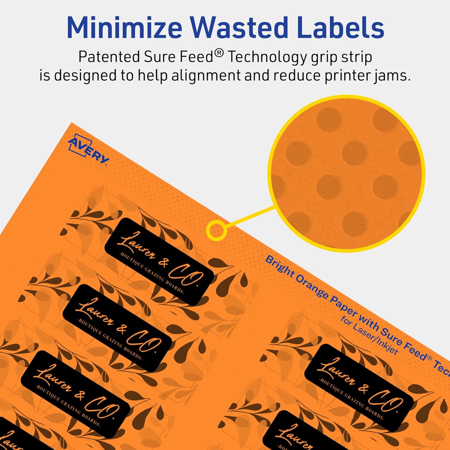 AVERY Printable Rectangle Labels, Sure Feed Technology, 1" x 3", Bright Orange, Print-to-The-Edge