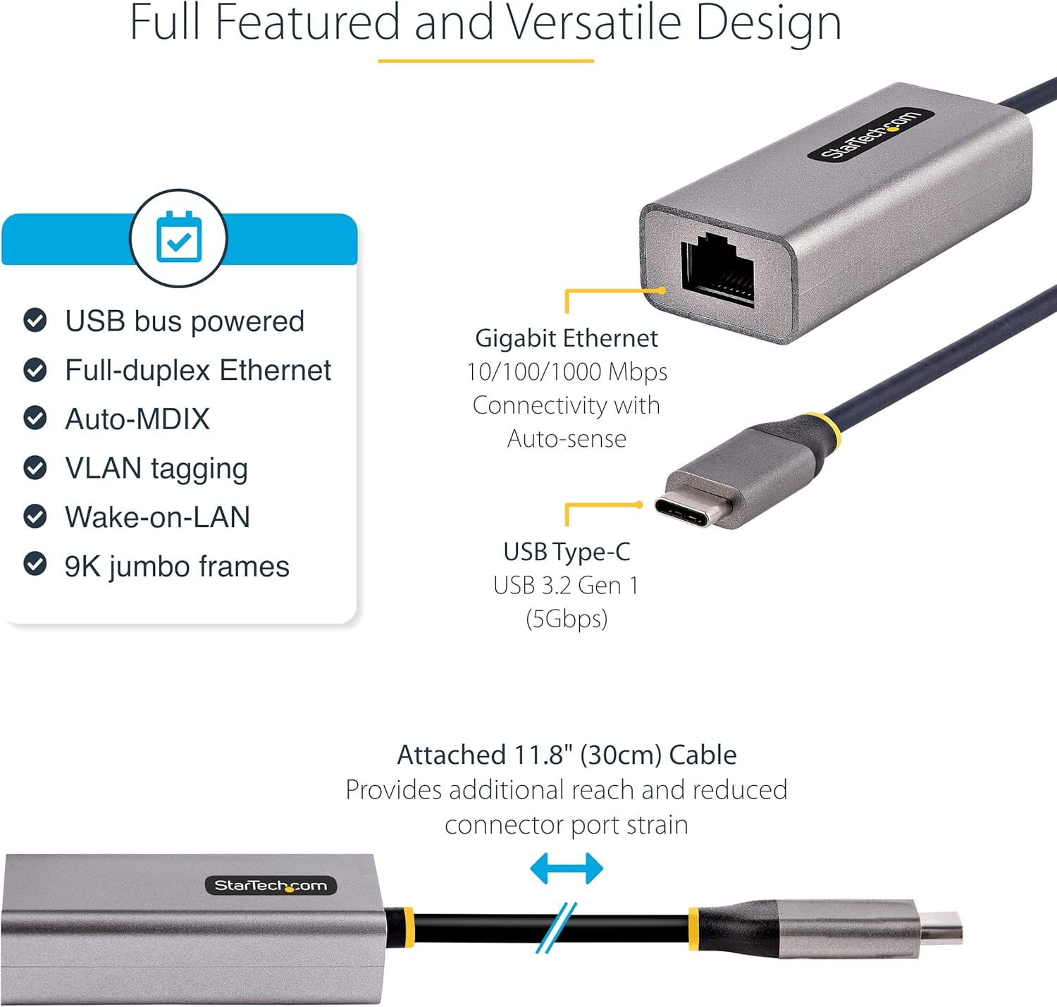 StarTech USB to Ethernet Adapter - USB to RJ45 Gigabit Network Adapter