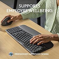 Logitech Wave Keys for Business, Wireless Ergonomic Keyboard with Cushioned Palm Rest, Secure Logi Bolt Technology, Bluetooth, Compatible with Windows/Mac/Chrome/Linux - Graphite One Size