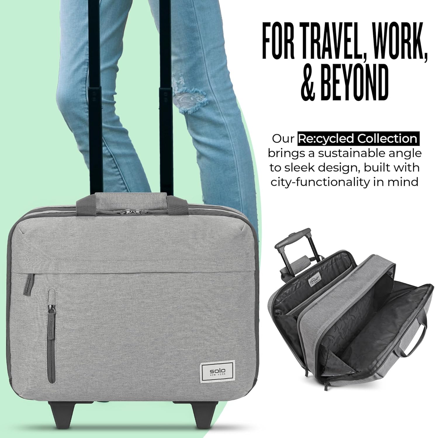 Solo New York Underseat Rolling Catalog Case - Roller Laptop Bag with Wheels, Wheeled Briefcase for Women & Men