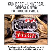 Real Avid Gun Boss Universal Cable 17-Piece Multi Caliber Gun Cleaning Kit for 12 & 20 gauge shotguns, .17 - .45 cal Hunting Rifles & Handguns Complete Gun Cleaning System w/ Compact Zippered Case